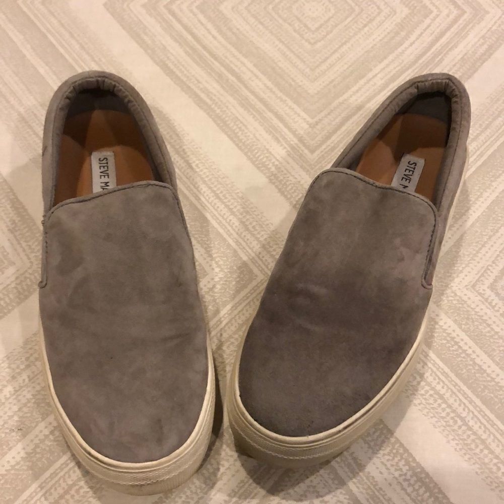 Steve Madden Suede Sand Colored Slip On Sneakers
